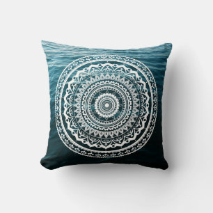 White Mandala Let the sea set you free Cushion