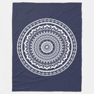 White Mandala Let the sea set you free Fleece Blanket