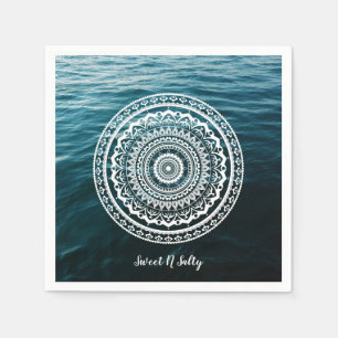 White Mandala Let the sea set you free Napkin