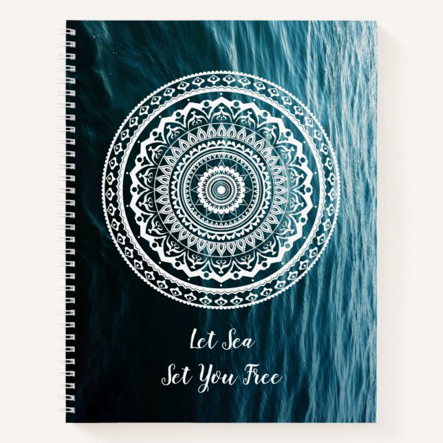 White Mandala Let the sea set you free Notebook (Front)