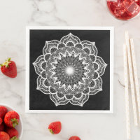 White Mandala on Black Background