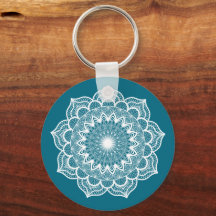 White Mandala on Blue Background