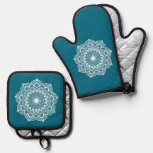 White Mandala on Blue Background