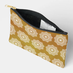 White Mandala on Gold Background Accessory Pouch