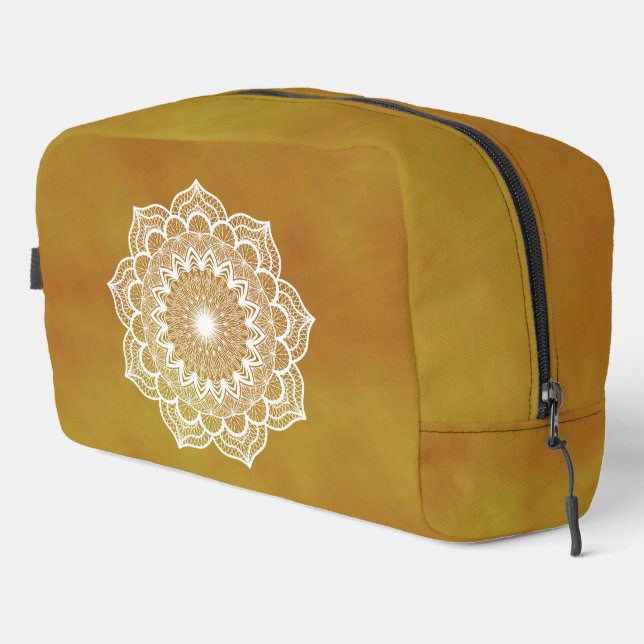 White Mandala on Gold Background Dopp Kit (Right Corner)