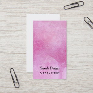 White Mandala Over Textured Deep Pink Watercolor 1 Business Card