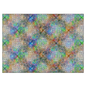 White Mandala Pattern Over Colourful Jewel Tones Cutting Board