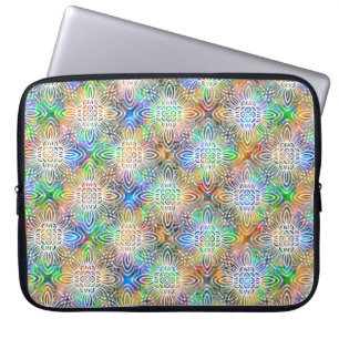 White Mandala Pattern Over Colourful Jewel Tones Laptop Sleeve