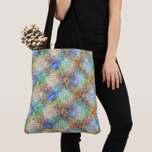 White Mandala Pattern Over Colourful Jewel Tones Tote Bag