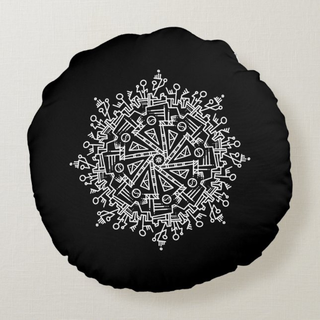 White Mandala Round Cushion (Back)