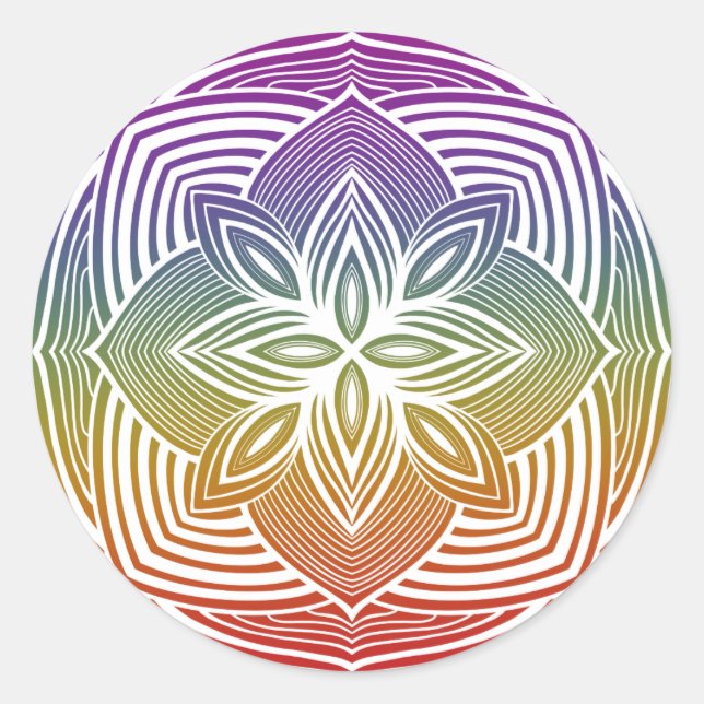 White Mandala sticker on rainbow (Front)