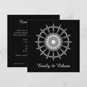 White Mandala Wedding Design Invitation