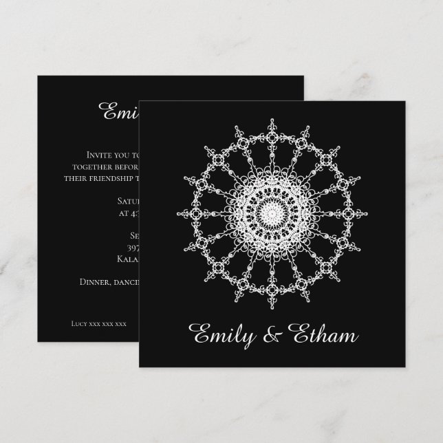 White Mandala Wedding Design Invitation (Front/Back)