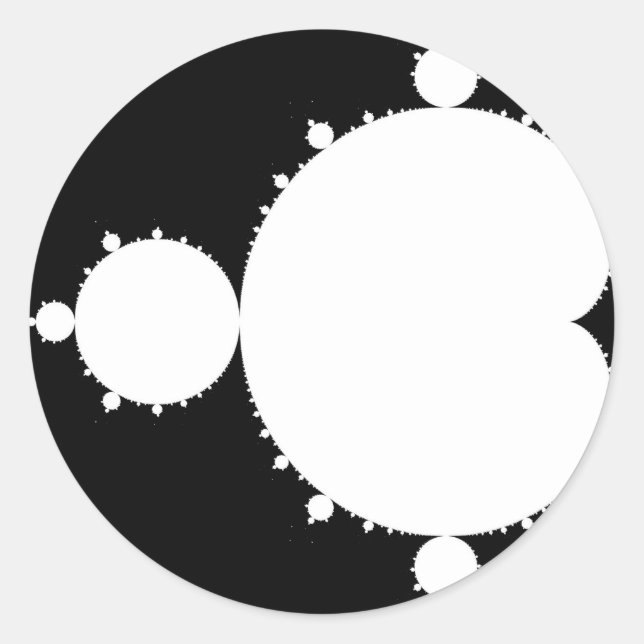 White Mandelbrot Classic Round Sticker (Front)