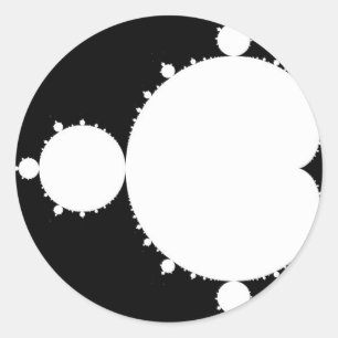 White Mandelbrot Classic Round Sticker