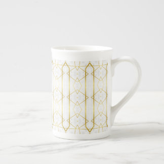 White Marble and Gold Geometric pattern Bone China Mug