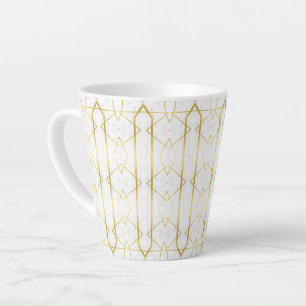 White Marble and Gold Geometric pattern Latte Mug