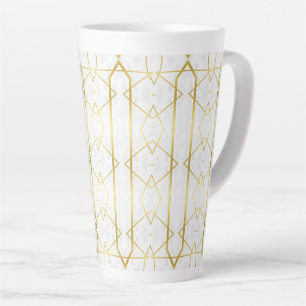 White Marble and Gold Geometric pattern Latte Mug