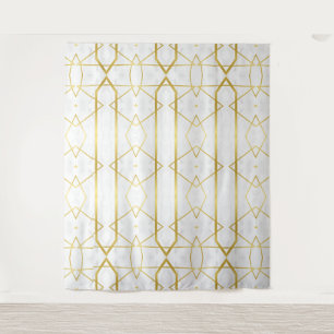 White Marble and Gold Geometric pattern Tapestry