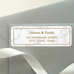 White Marble and Gold Return Address Label