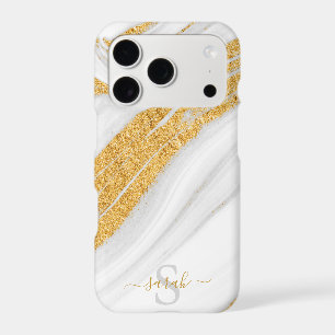 White Marble and Printed Gold Glitter