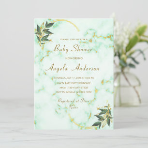 White Marble Baby Girl Shower Invitation Template