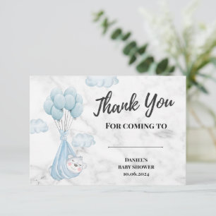 White Marble Baby Polar Bear Thank You Card