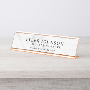 White Marble Backdrop Customised Desk Name Plate