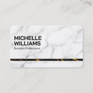 White Marble Background   Sleek Business Card