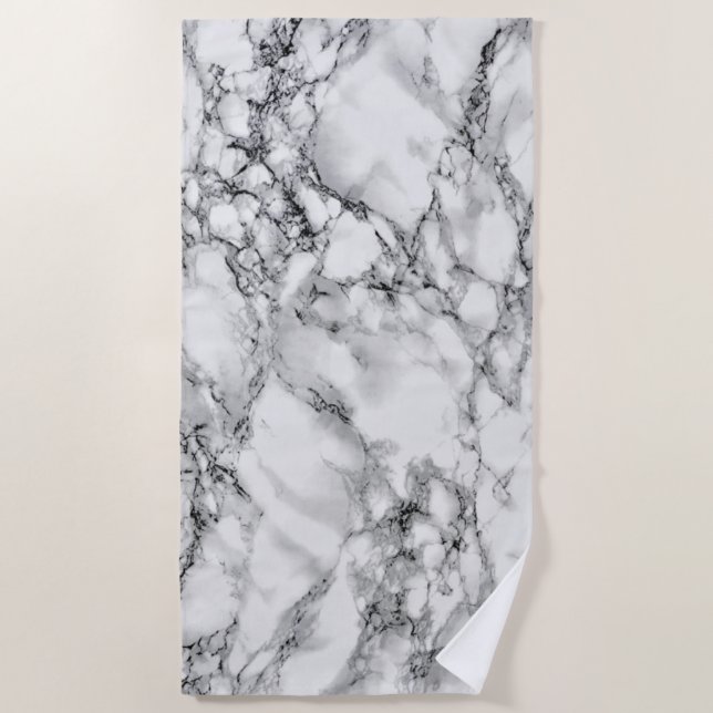 White Marble Beach Towel (Front)
