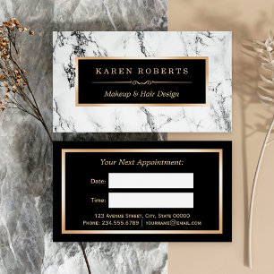 White Marble Beauty Salon Hair Dresser Appointment Card
