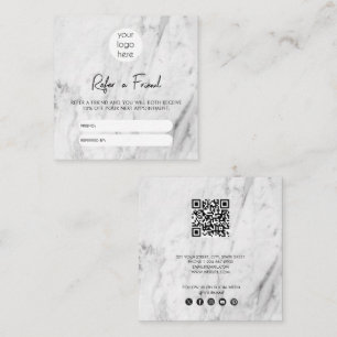 White Marble Business Refer A Friend Referral Card