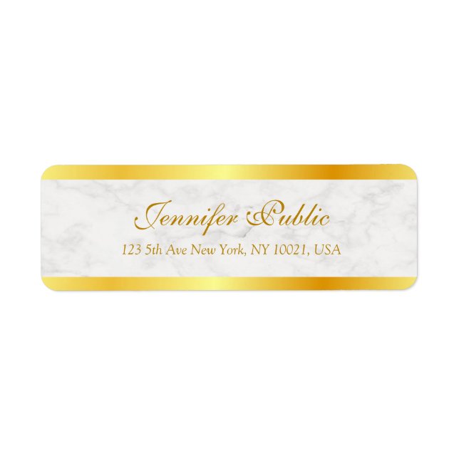 White Marble Calligraphy Typed Script Gold Text (Front)