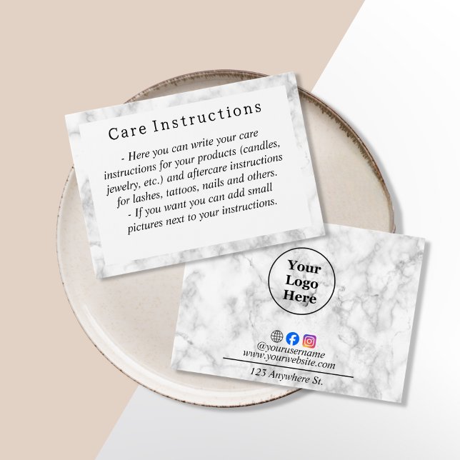 White marble Care Instruction Card (Creator Uploaded)