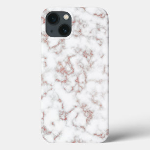 White Marble Carrara Rose Gold Glitter Texture  iPhone 13 Case