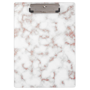 White Marble Carrara Rose Gold Glitter Texture Clipboard