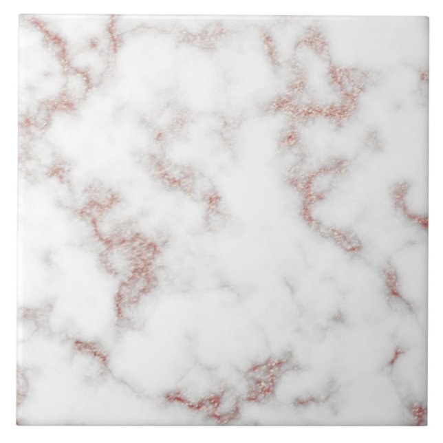 White Marble Carrara Rose Gold Glitter Texture Tile (Front)