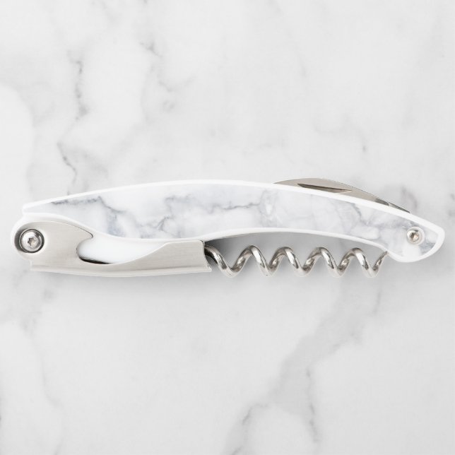 White Marble Carrara Texture Corkscrew (Front)