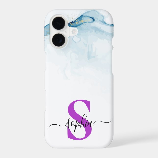 white marble chic gold glitter monogram (Back)