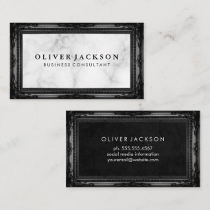 White Marble   Classic Antique Frame Business Card