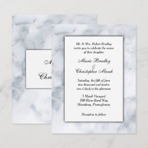 White Marble Classy Wedding Invitation