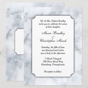 White Marble Classy Wedding Invitation