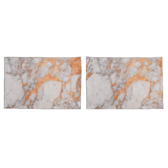 White Marble Copper Pillow Cases Zazzle Co Uk