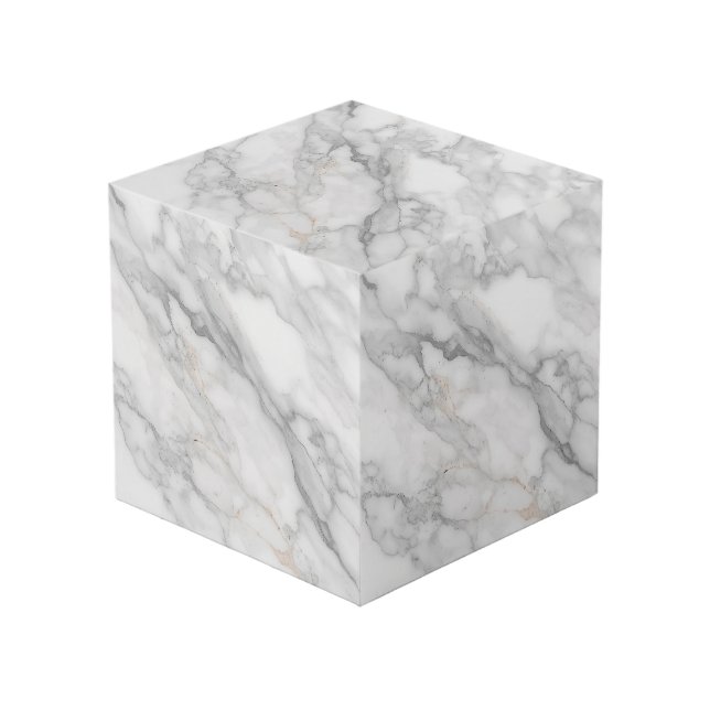 White Marble Cube (Front Angled)