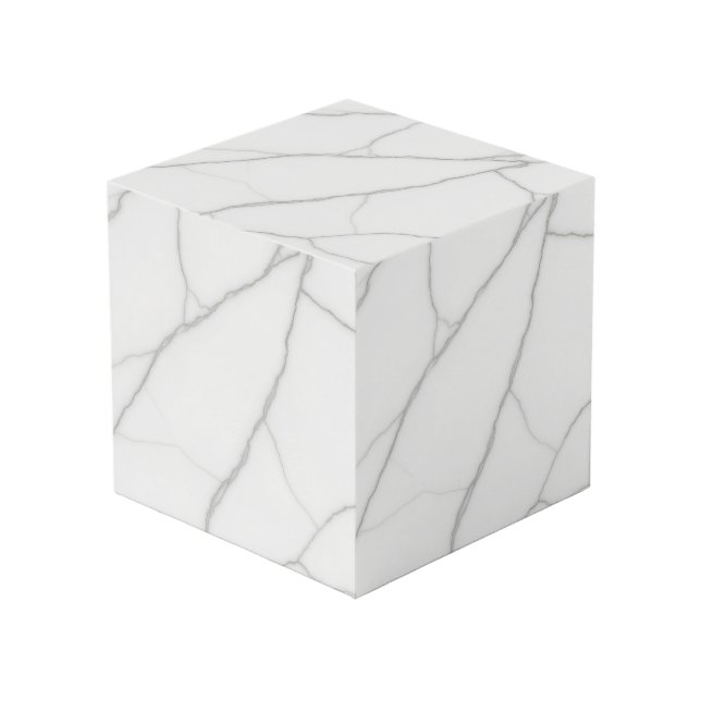 White Marble Cube (Front Angled)