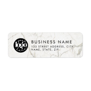 White Marble  Custom Business Logo Return Address