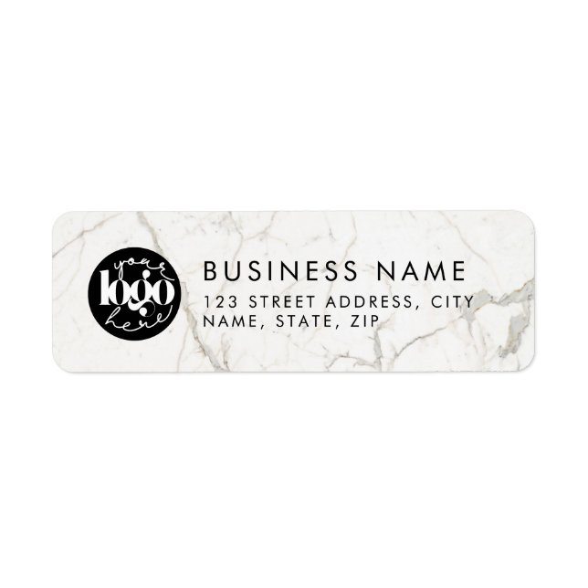 White Marble  Custom Business Logo Return Address (Front)