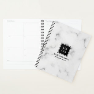 White Marble Custom Logo Profesional Planner