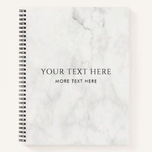 White Marble Custom Text Add Logo Template Notebook