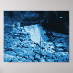 White Marble Dam In Blue Abstract Fantasy Art Poster